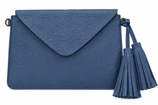 Zarza Leather Floral Embossed Clutch