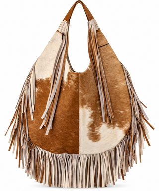 Zarza Cowhide Fringe Hobo Bag