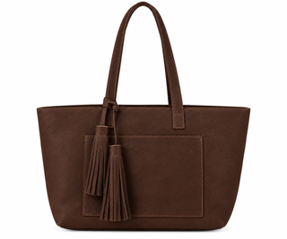 Chocolate Suede-Finish Leather Tote