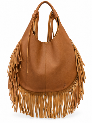 Zarza Brown Fringe Leather Hobo Bag