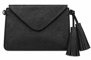 Zarza Leather Floral Embossed Clutch