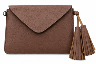 Zarza Leather Floral Embossed Clutch