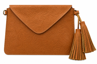 Zarza Leather Floral Embossed Clutch
