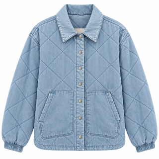 Quilted Snap Front Soft Denim Jacket